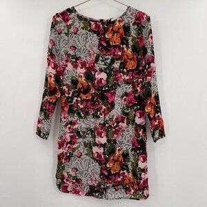WAYF Women's Long Sleeve Round Neck Floral Shift Dress XS